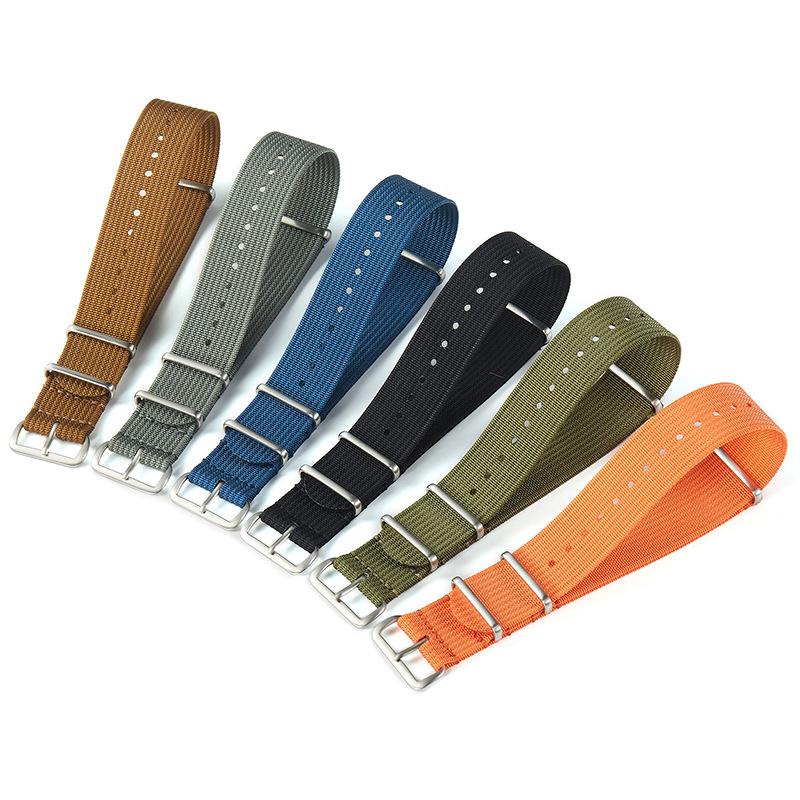 Solid Color NATO Nylon Watch Strap - One-Piece Woven, Available In 18/20/22mm