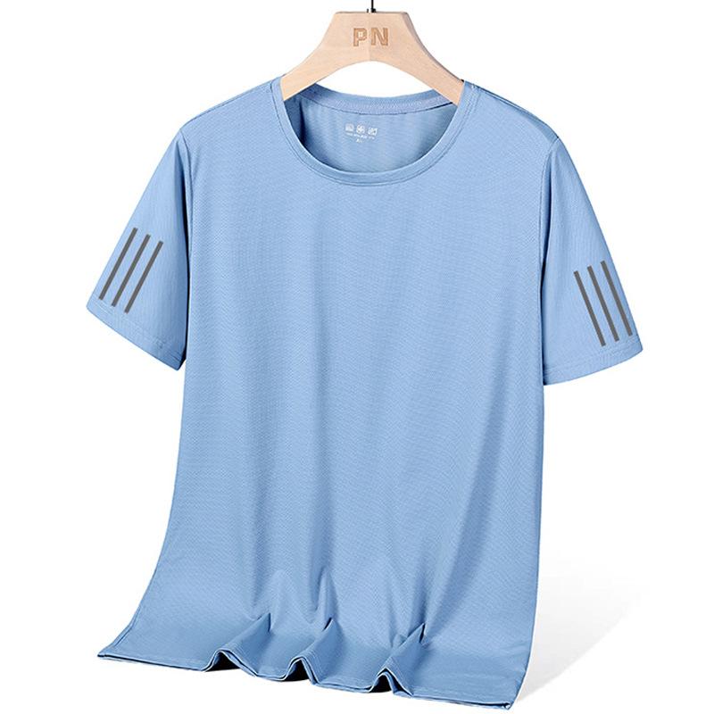 

Летняя футболка больших размеров с короткими рукавами, футболка с круглым вырезом, свободная и дышащая футболка из ледяного шелка XL