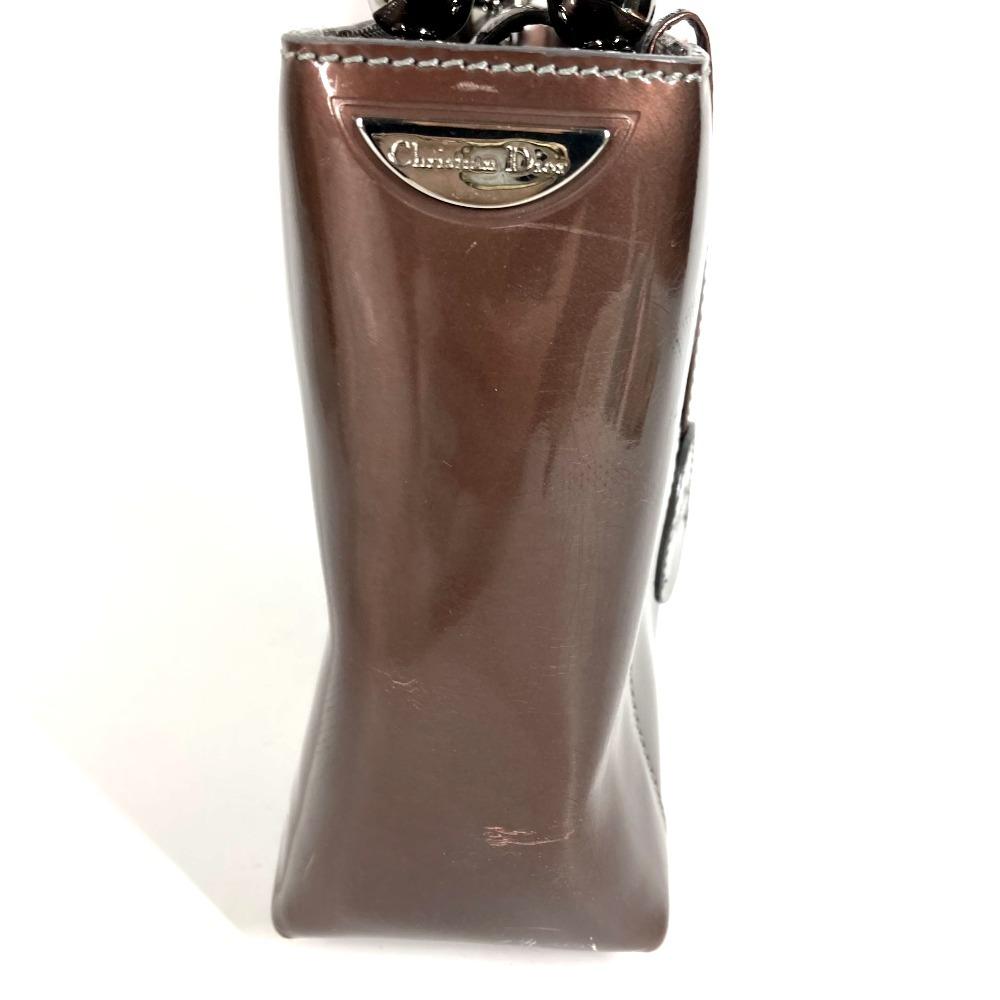 Dior Vintage Marispearl Logo Bag Hand Bag Patent Leather BrownBased
