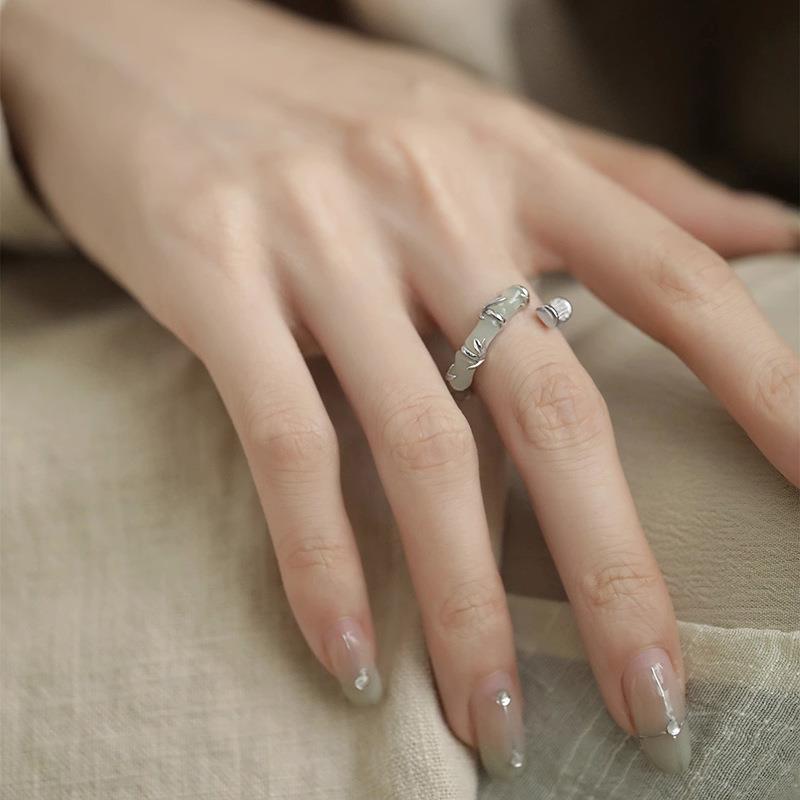 Retro Bamboo Joint Open Ring - Women's Unique Chinese Style Fashion