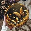 Golden Butterfly Round Metal Wall Art, HD Shine Print Vintage Home Decor for Living Room Bedroom Office