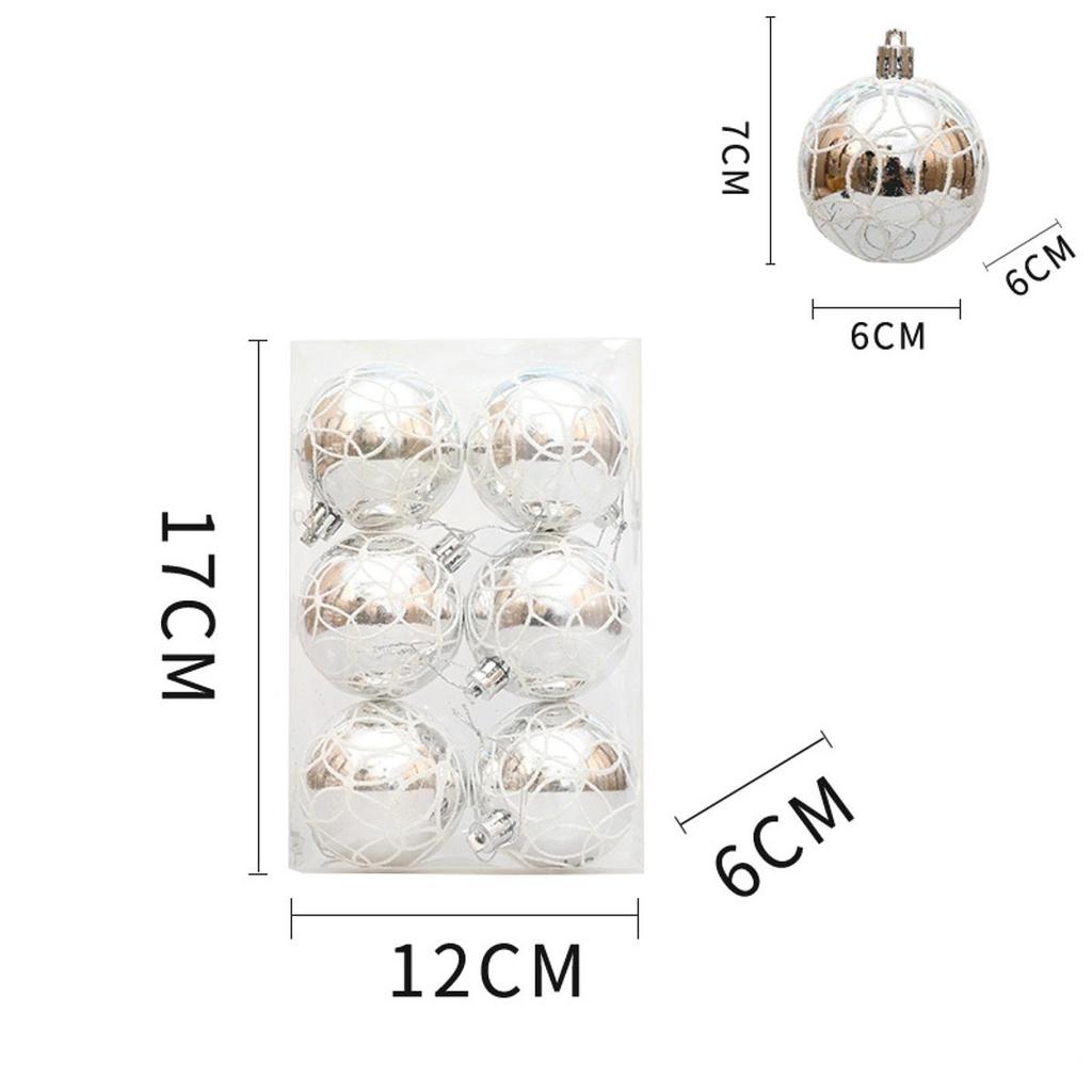 6x Christmas Ball Ornaments Decorative Xmas Balls Baubles 6cm Christmas Tree Hanging Ornaments for Wreath Garland Home Indoor