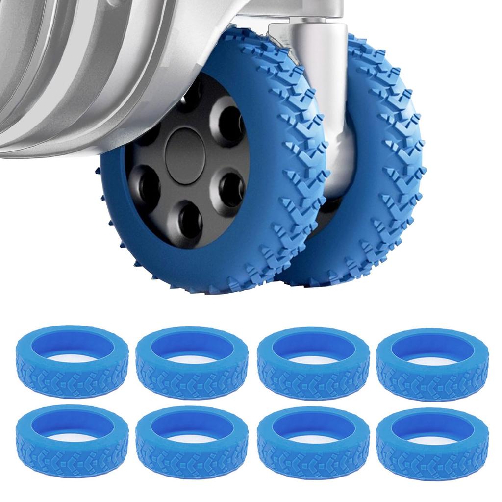 Set of 8 Silicone Wheel Covers for Luggage Suitcase Wheels Protection Mute Non-Slip Waterproof for Office Chairs and Most 8 Spinner Wheels (Black),