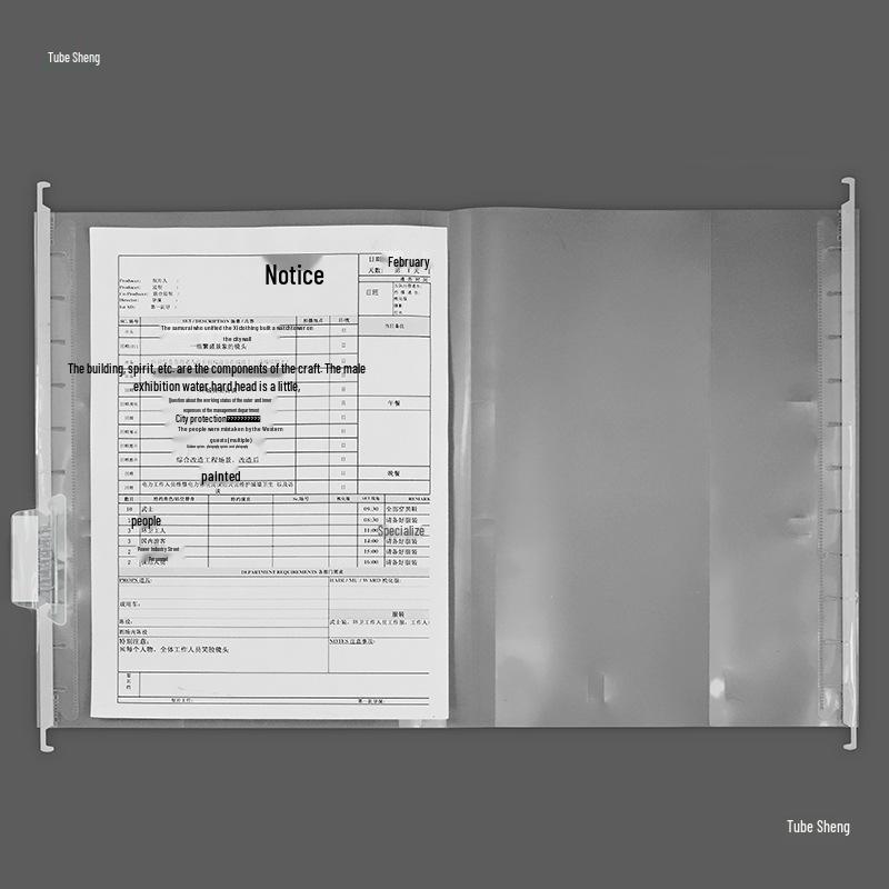 A4 Transparent Plastic Hanging File Folder with Clip Fastener