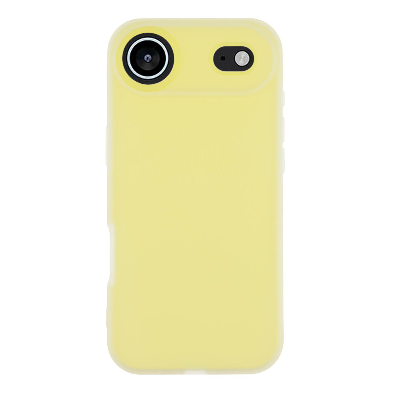 

For iPhone 17 Air Case 2 in 1 PC+TPU Frosted Phone Case Large Camera Cutout Yellow