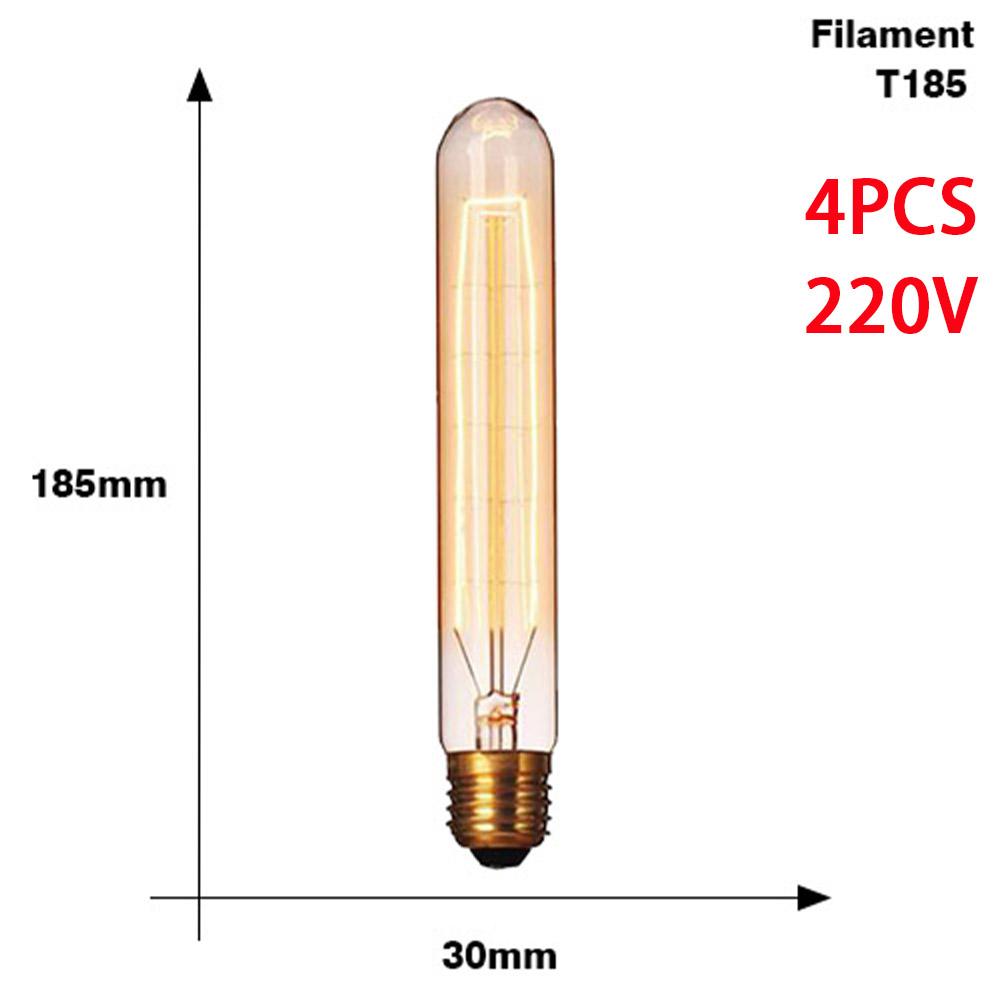 4Pcs Dimmable Retro Edison Light Bulb E27 AC220V 40W Vintage Industrial Decor Filament Bulb Lamps A19 ST64 T10 T45 G80 G95 G125