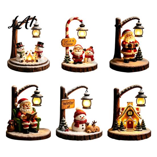Led Night Light for Bedroom Christmas Santa Claus Reading Lantern Snowman Elk LED with Warm Modern Home Decor Patio Glow USB Resin Tabletop