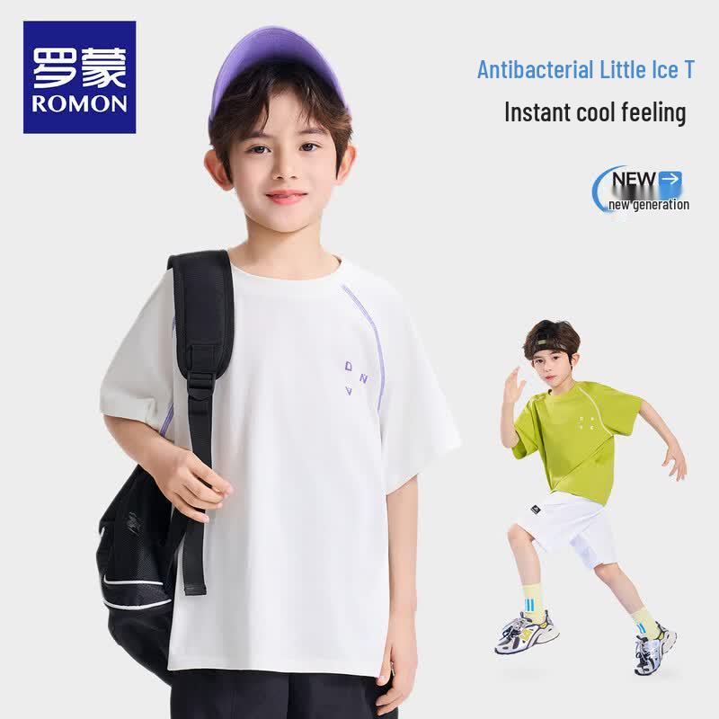 ROMON Boys' Cool-touch Antibacterial Short Sleeve T-shirt