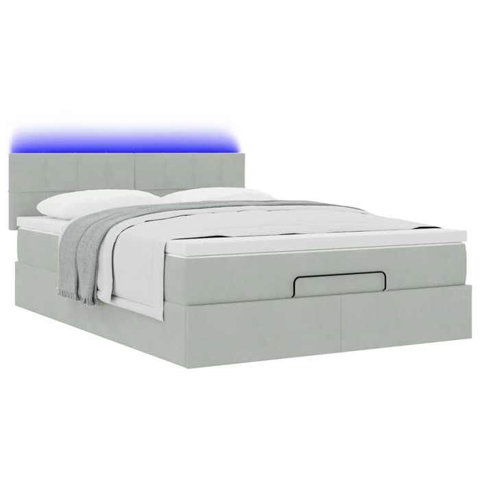 VidaXL Ottoman Bed Frame with Light Grey Mattress 140x200 Cm Velvet 3312626