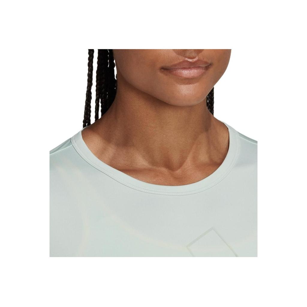 Adidas Pure Color Logo High-Intensity Training Sweat-Absorbing Short Sleeve T-Shirt Women Tops Linen-Green HN0070