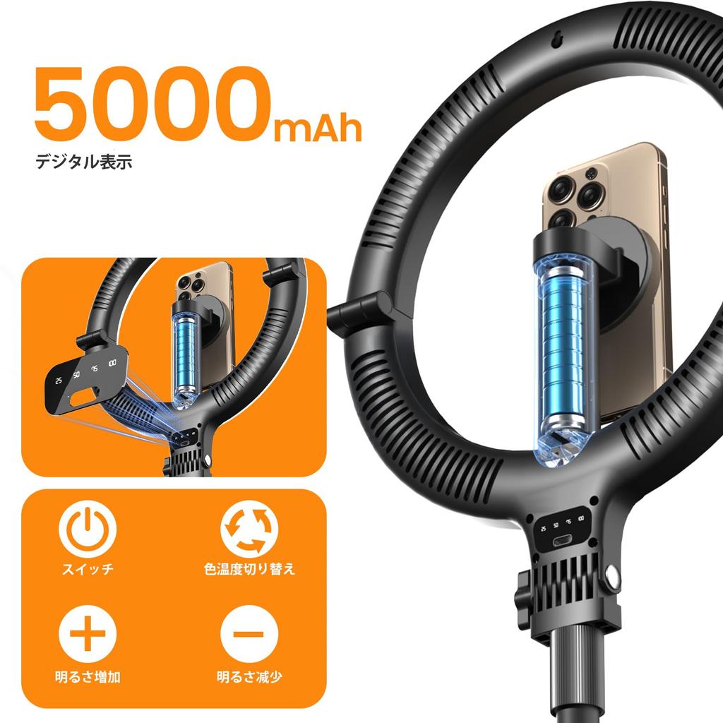 Diyife Foldable LED Ring Light with Ideal for Overhead Tabletop Selfie Actress Reading Photography 3 Lighting 10 Dimming Smartphone Ideal for Video