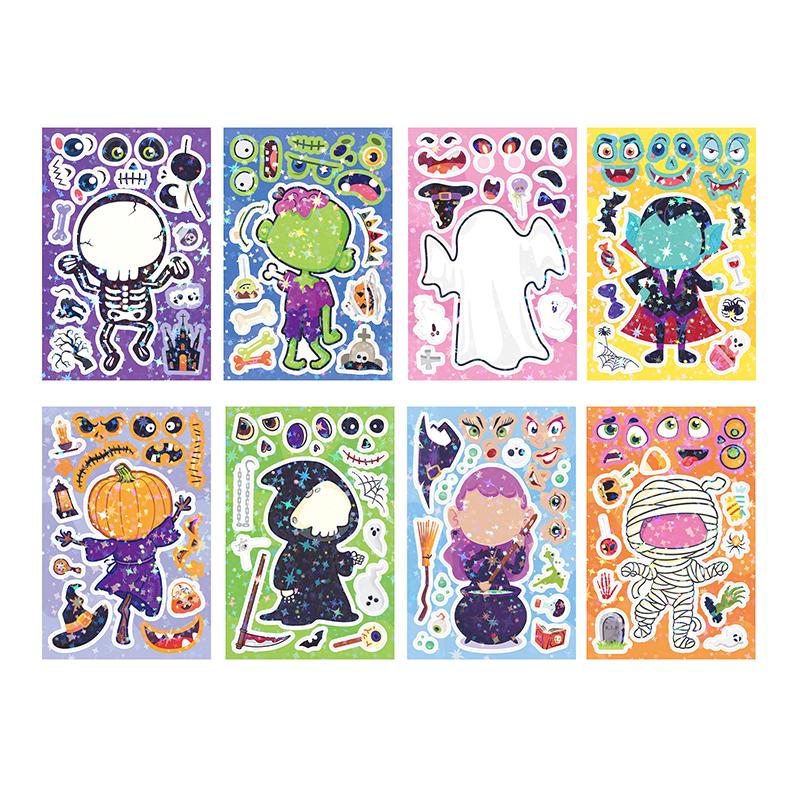 8Pcs Diy Stickers Puzzle Face Changing Stickers Animal Assemble Game Montessori Cognition Educational Toys For Children Kids