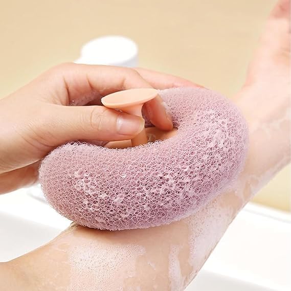 ZINZA 2PC Round Loofah Body Bath Brush for Bathing Sponge with Soft Silicone Massager & Scrubber for All Type of Skin of Men, Women, Babies, Kids