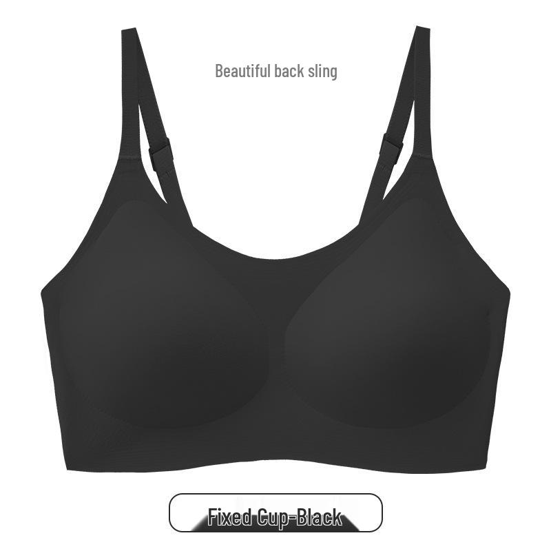 Women's Seamless Sports Bra: Thin Strap, Side Support, Anti-Sag, Fixed Cup, Plus Size, Large Bust, Beautiful Back Design