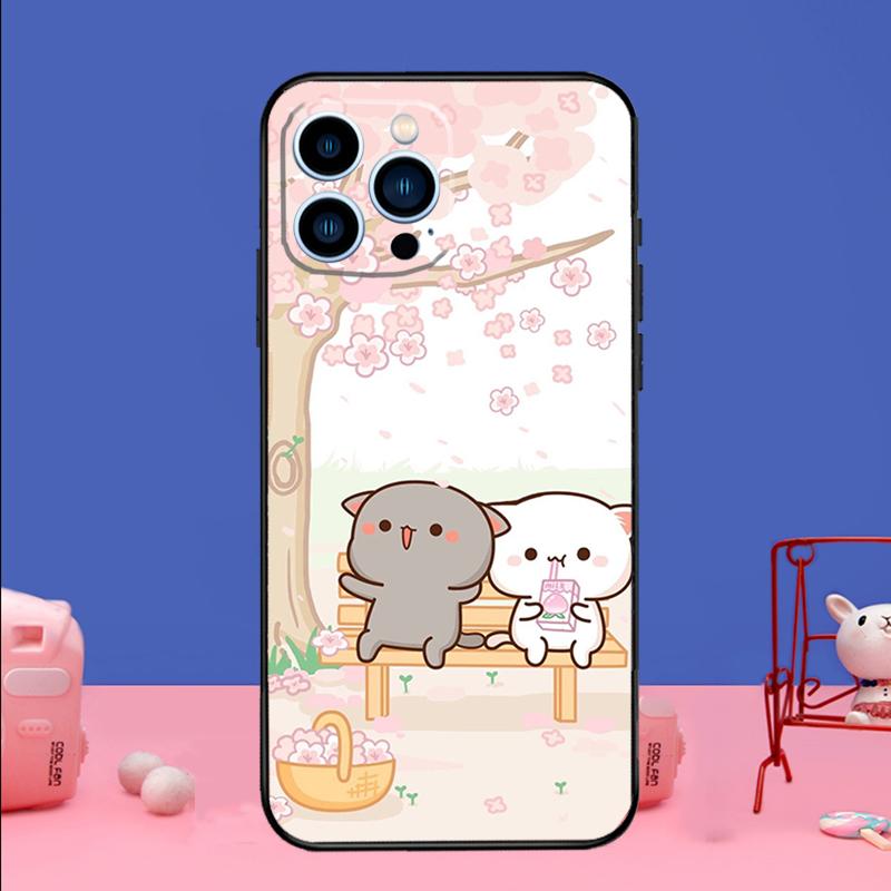 Peach And Goma Cat Phone Case For iPhone 16 15 14 11 12 13 Pro Max 12 13 mini XR 15 16 Plus 16e Bumper Cover