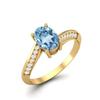 925 Sterling Silver Oval 1.28 CT Blue Topaz Gemstone Gold Plated Ring