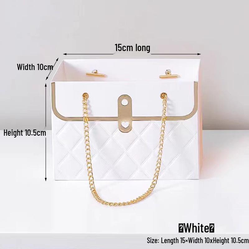 Trendy Brand Rectangular Handbag: Fresh Flower Gift Box & Creative Bouquet Perfume Bag.