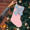 Flannel Christmas Bow Stockings Hanging Soft Festival Party Supplies Christmas Stocking with Bow Large Size