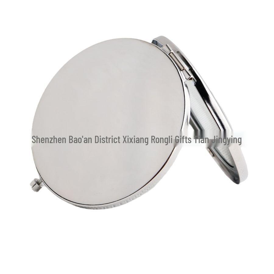 Double-Sided HD Portable Metal Makeup Mirror with Groove for DIY and Laser Engraving
