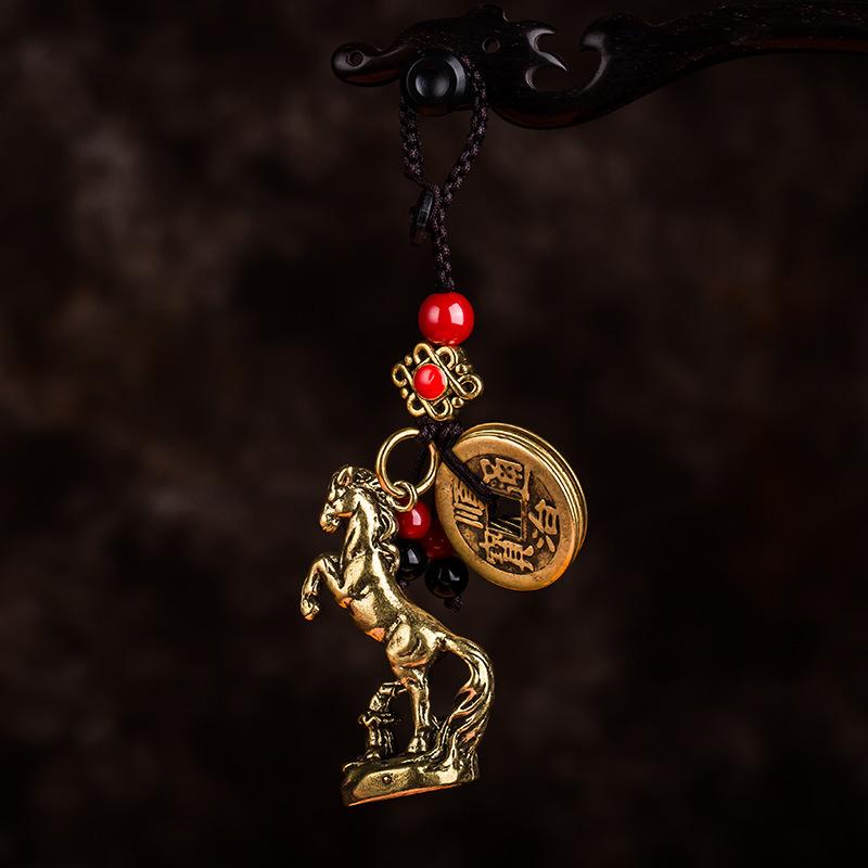 2026 Year Of Chinese Zodiac Horse Lucky Pendant Keychain Copper Feng Shui Wealth Key Ring Women Men Bag Charm Jewelry Gift