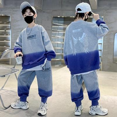 Jungen Sportlich Hübsch Frühling und Herbst Kinderbekleidung Jungen Herbst Pulloveranzüge Große Kinder Frühling und Herbst Modelle