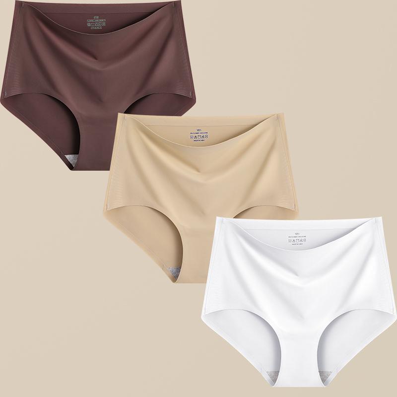 FINETOO 3Pcs Women's Panties Seamless Underwear Invisibles Briefs High Waist Full Coverage Breathable Moisture Wicking Underpant
