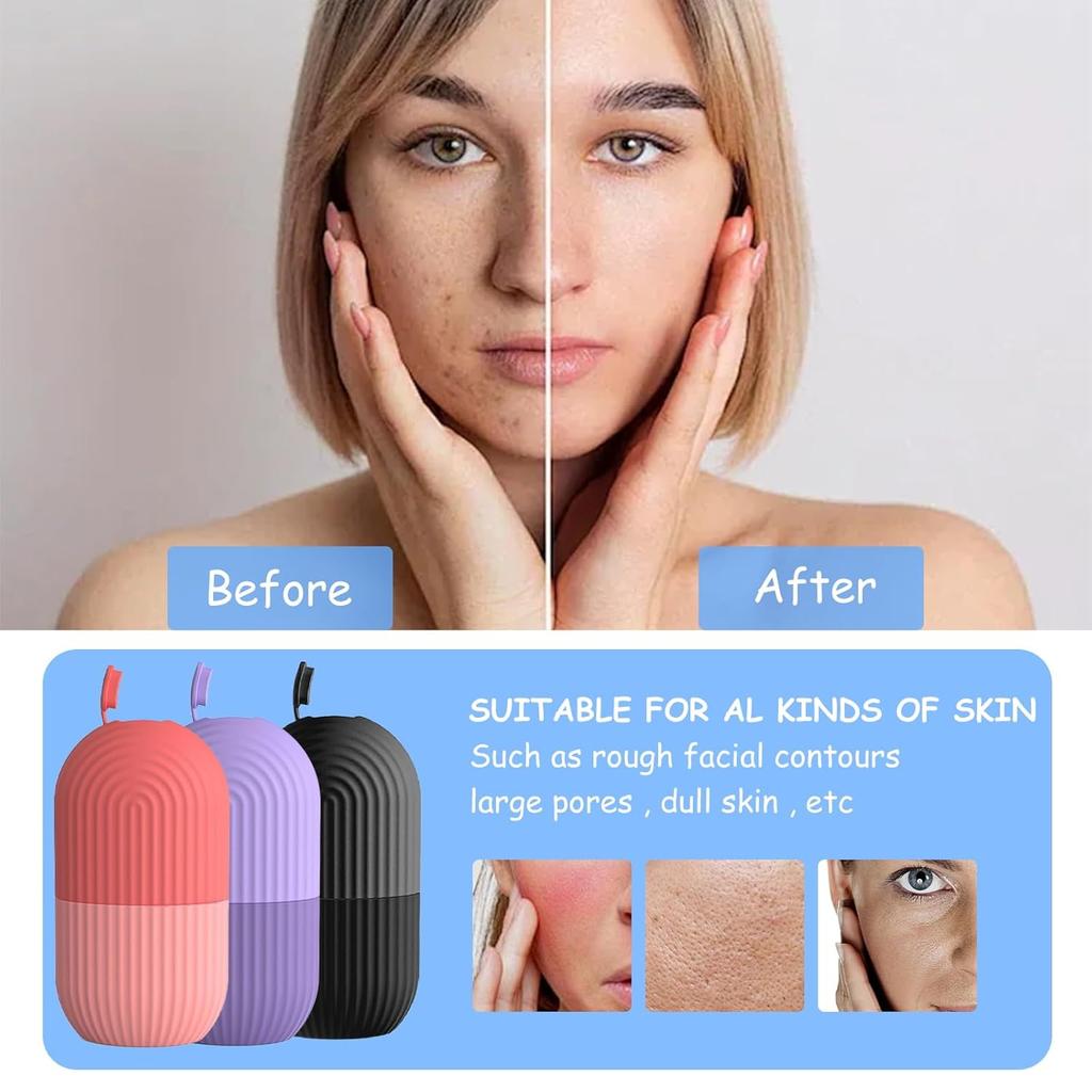 3 Pack Ice Roller for Face Eyes Women Facial Depuffer,Skin Care,Ice Pack Neck Massager,Cooling &Smoothing,Beauty Essentials(Black)