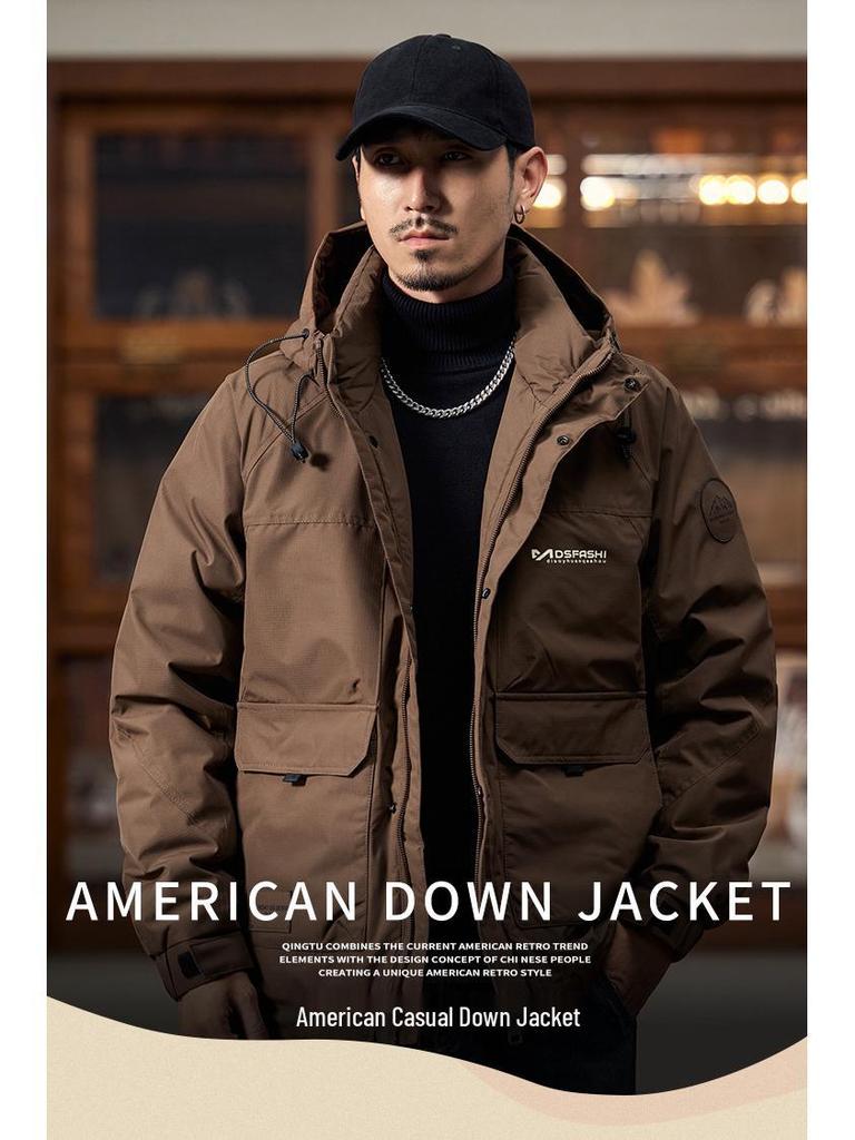 2025 Herren American Retro Hoher Loft Winter Daunenjacke - Trendig, Warm, Winddicht Arbeitskleidung