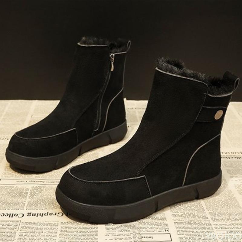 Fashionable Versatile Snow Boots Autumn Winter Women's Casual Comfortable Side Zipper Thick Soled Short Boots Warm Cotton Shoes