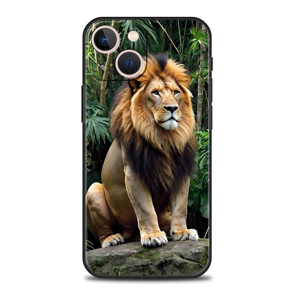 Lion King Animal Phone Case For iPhone 17 16 15 Pro Max 11 12 13 14 7 8 Plus SE 2020 X XR XS Cover Soft Black