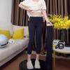 Europäische Damen-Stretch-Lederhose mit hoher Taille – Sommer-Slim-Fit, schnelltrocknend, schwarzes gerades Bein im Zigarettenstil