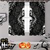 Set aus 2 Halloween Gothic Totenkopf-Print Vorhängen Stangentasche Heimdekorationen Zimmervorhang Polyester