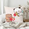 Kawaii Panda Bear Couple Dudu Bubu Pillow Case Sofa Living Room Bedroom Headboard Backrest Square Cushion Nap Time