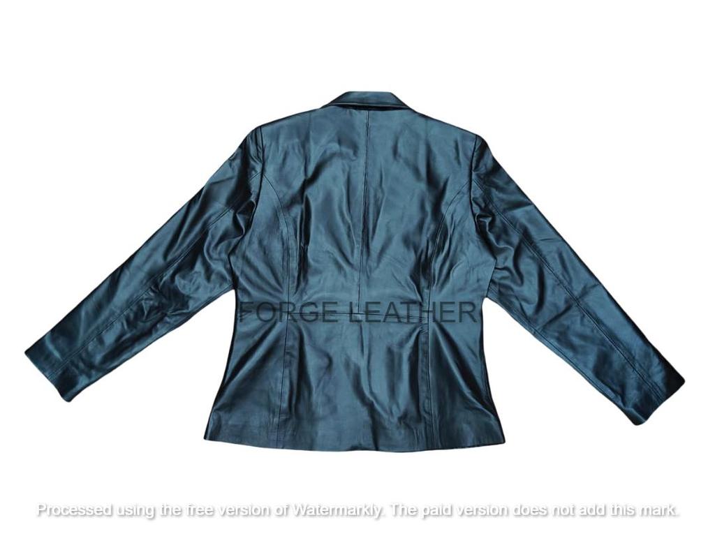 Real Lambskin Women's Leather Party Handmade Black Blazer Stylish Formal Designer