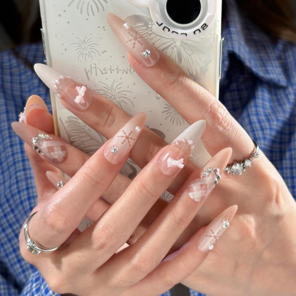 Super Flash Style: High-Class Aura Cat Eye Handmade Nail Tips for Young Ladies