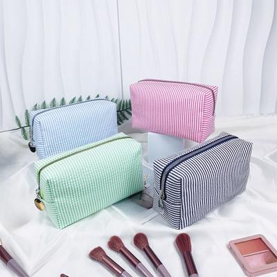Portable Stripe Makeup Bag for Women Girl Beauty Handheld Portable Cosmetic Storage Bag Waterproof Women's Phone Case