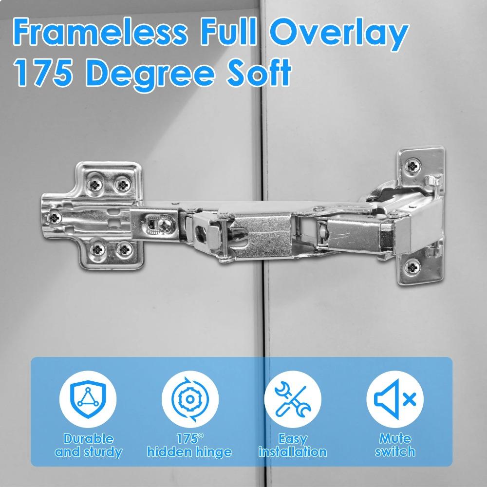 2/4Pcs 175Degree Cabinet Hinges Buffer Concealed Hydraulic Damp Furniture Hinges Adjustable Cold Rolled Steel Buffer Dampers