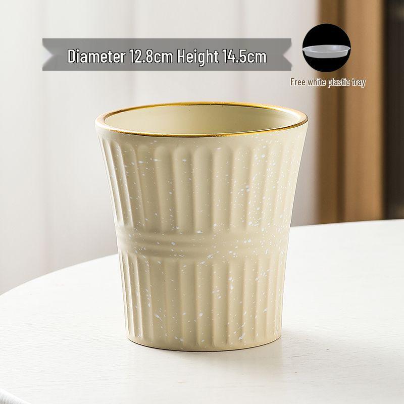 Nordic High-Leg Ceramic Orchid Pot: Durable, Artistic for Home or Balcony Use