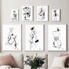 Abstract Line Figure Picture Canvas Painting, Wall Art, Black Poster, White Fashion, Sexy Lady, Print for Modern Home Decor