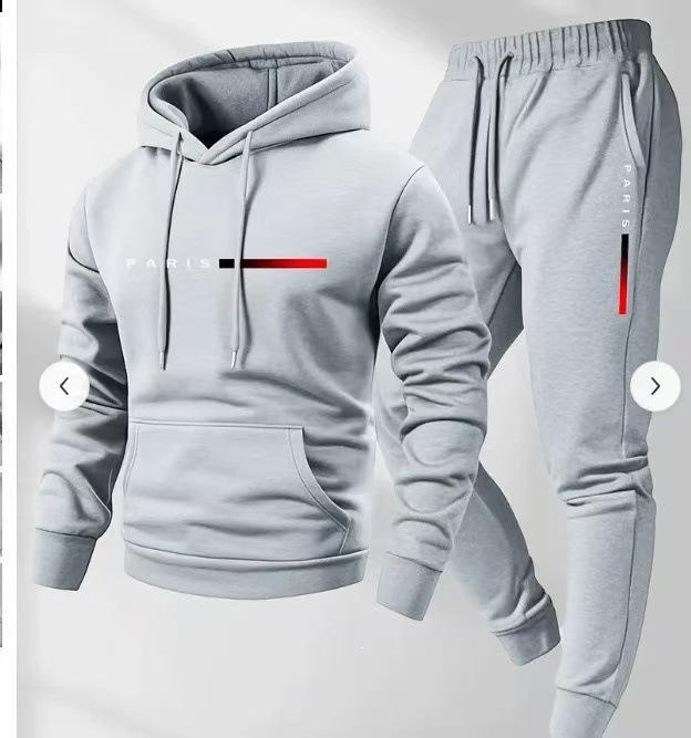 2025 Men's Hooded Pullover & Long Pants Set with Printed Logo