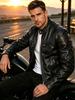 Men's stand-up collar locomotive PU leather jacket spring and autumn slim zipper leather jacket youth casual jacket multi-color optional