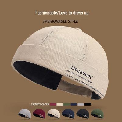 Unisex Hip-Hop Brimless Melon Cap with Printed Letters - Retro Yuppie Style