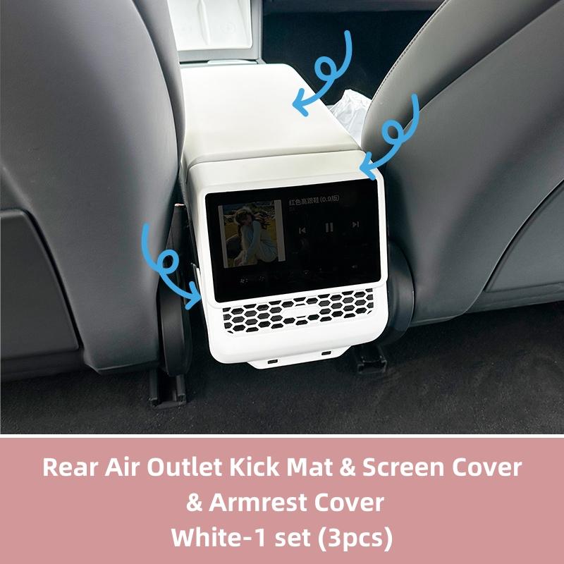 Rear Air Outlet Kick Mat for Tesla Model Y Juniper 3 Highland Armrest Protective Cover Rear Screen Protector Frame Interior Acce