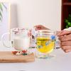 Export Double Cup Real Flower Dried Flower High Borosilicate Glass High Value Milk Cup Juice Cup Coffee Cup