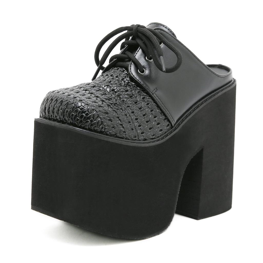Dámské Mules Šněrovací Platformové Sandály pro Ženy Tlustý Podpatek Prořezávané Vysoké Podpatky Boty Klínový Podpatek Letní Nazouváky Boty Cosplay Boty