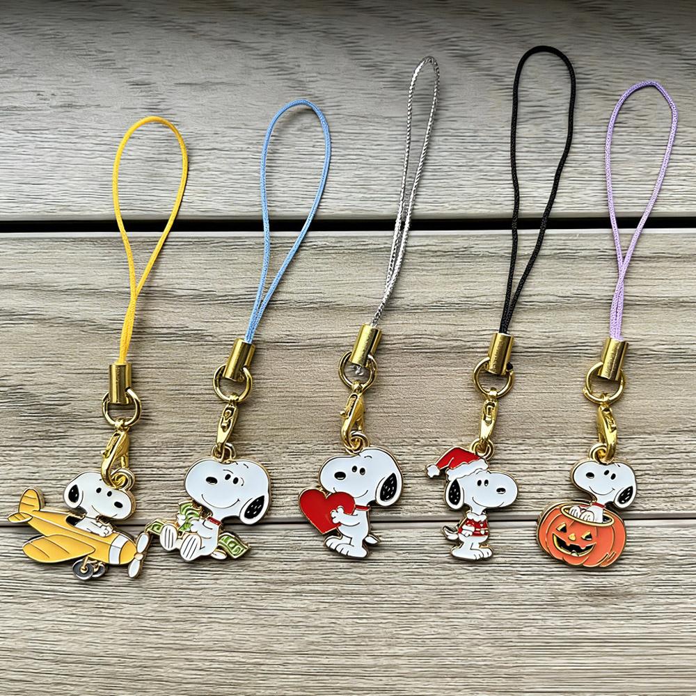 5pcs Snoopy Anime Keychain Phone Chain Key Lanyard Schoolbag Decoration Kawaii Bag Key Chain Jewelry, Small Gift for Friedns
