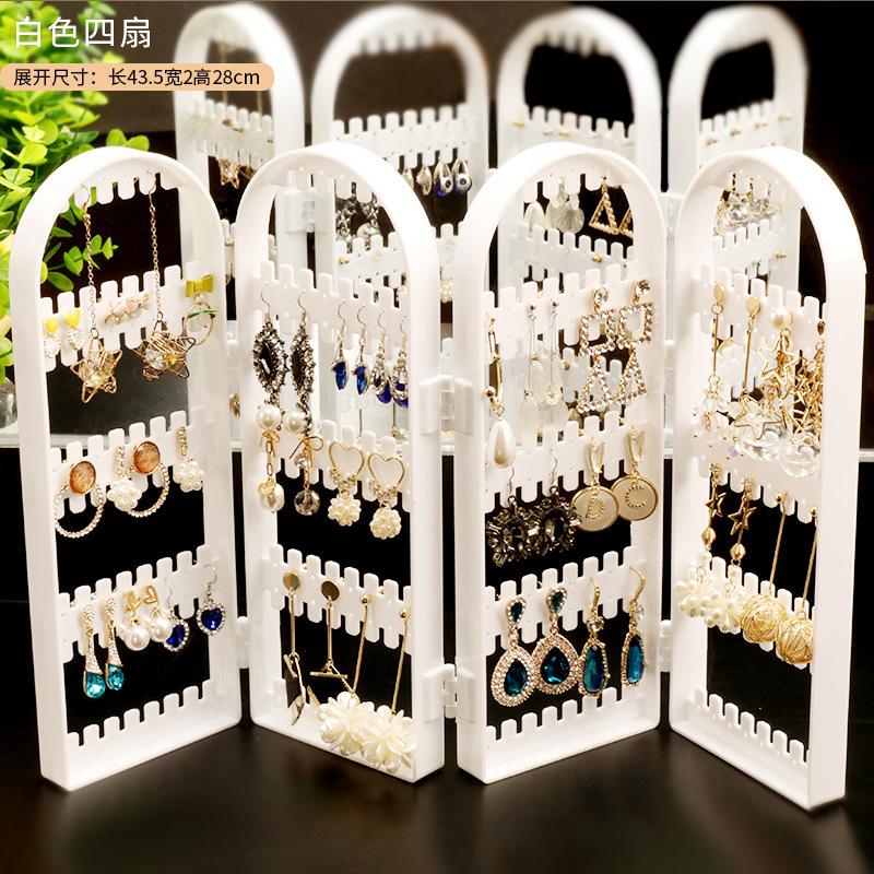 

Foldable acrylic earring holder jewelry storage necklace holder with 4 fold door jewelry storage artifact display stand