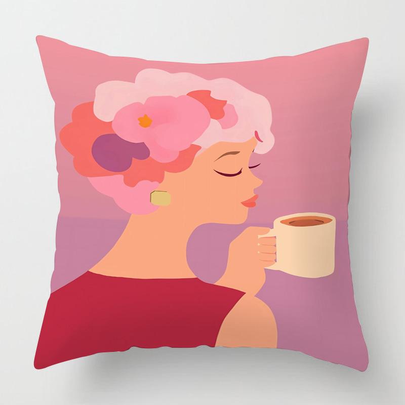 Vintage Figuren Illustrations Kissenbezug 45x 45cm Schlafzimmer Sofa Dekokissenbezug Vier Jahreszeiten Universal Vielfalt optional