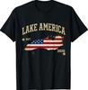Lake America Est 2026 Vintage USA Flag Patriotic Funny T-Shirt