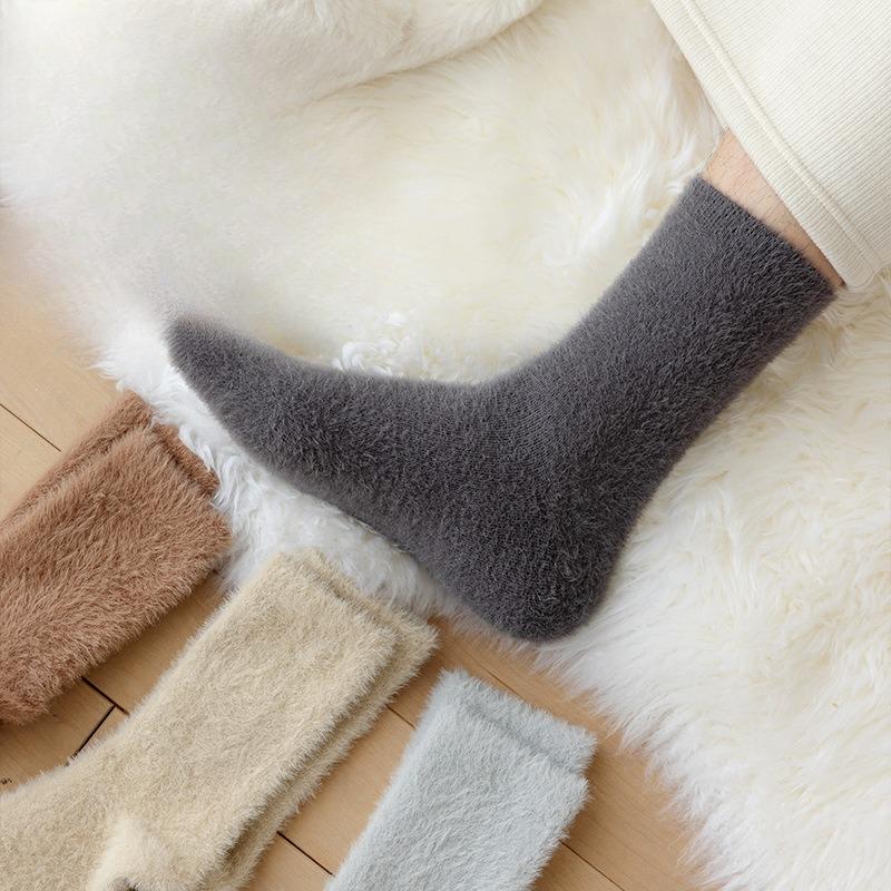 Men's Autumn and Winter Thickened and Warm Mink Fleece Mid-calf Socks Business Socks